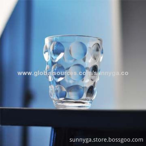 High Transparent Glass Candle Holder with Embossed Pattern and 10OZ Capacity